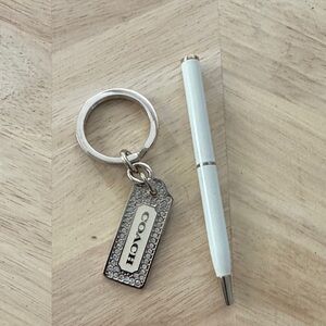 ✨✨ SOLD ✨✨Coach Silver Keychain with White Pen Set